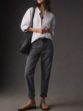 Anthropologie Pilcro Wanderer Utility Cropped Pants Grey Size 27